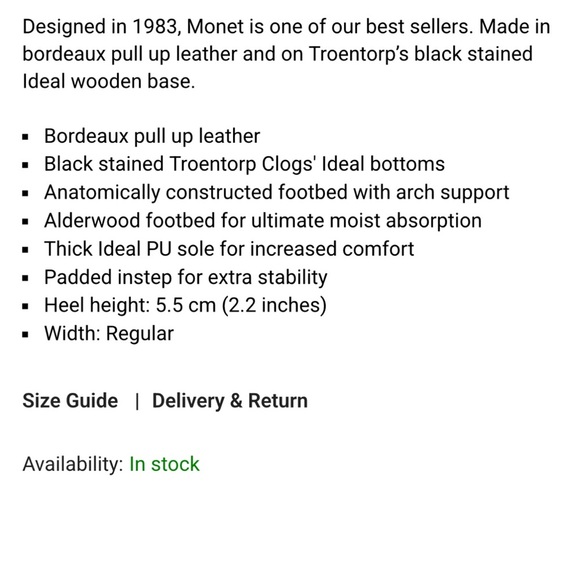 Troentorp Monet Bordeaux Leather Slip-On Clogs Womens Size 12.5-13 men’s 9.5-10 - Picture 15 of 15